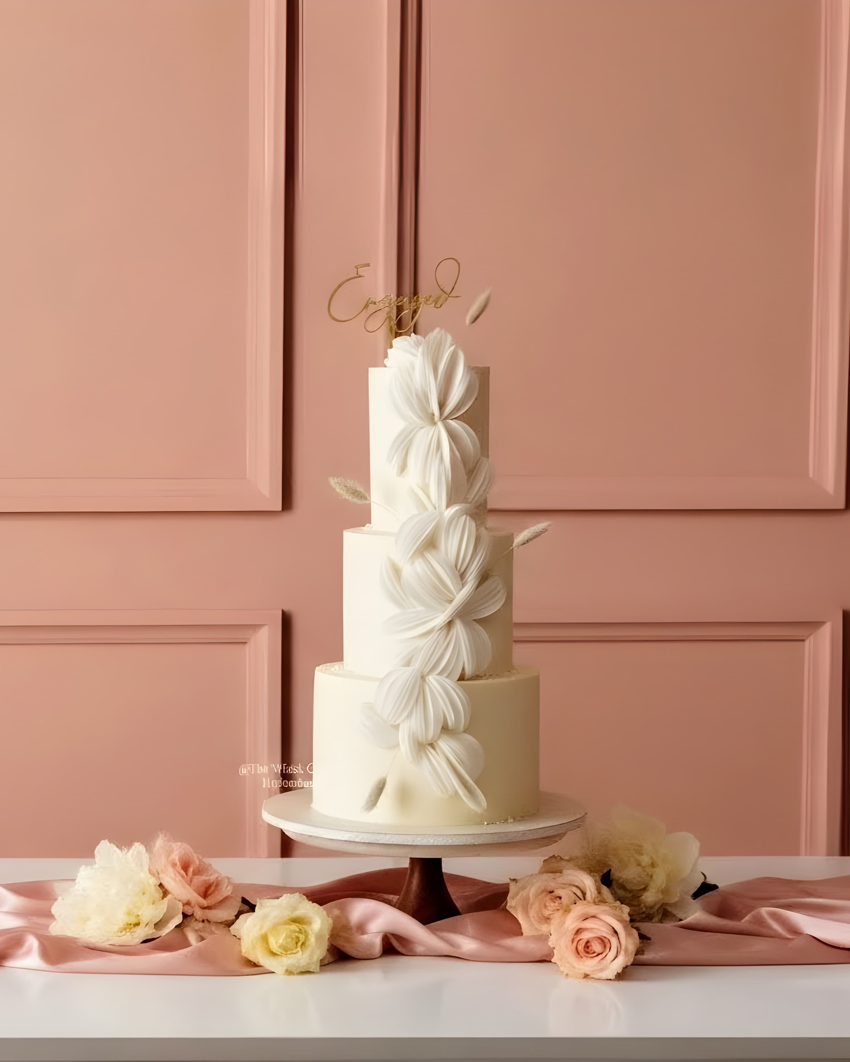 Custom Birthday Cake with Fresh Flowers