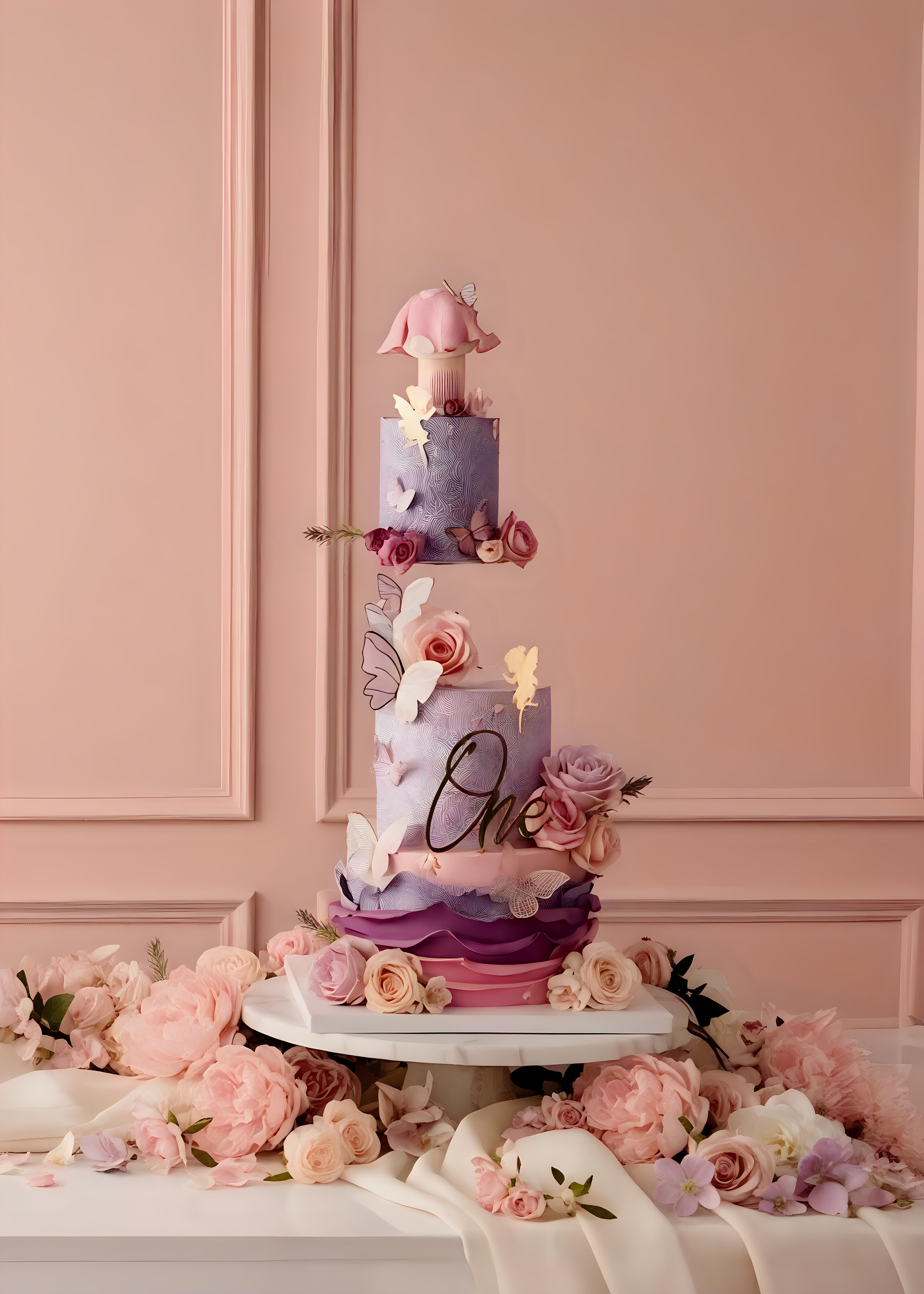 Custom Birthday Cake with Fresh Flowers